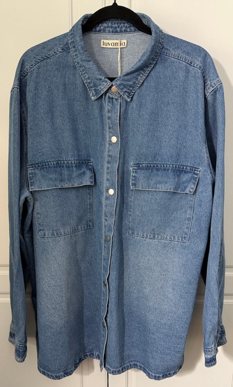 Luvamia Oversized Denim Shacket with Snap Front Size 3XL NWT